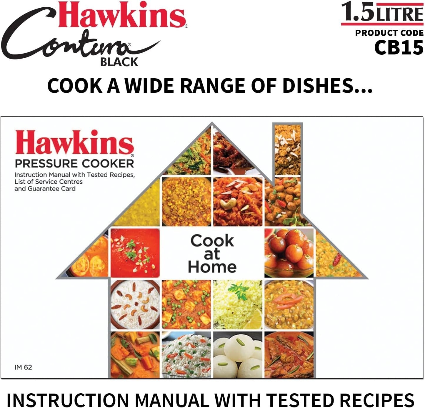 Hawkins Contura Pressure Cooker, 1.5 Litre Capacity, Black  Free Shipping